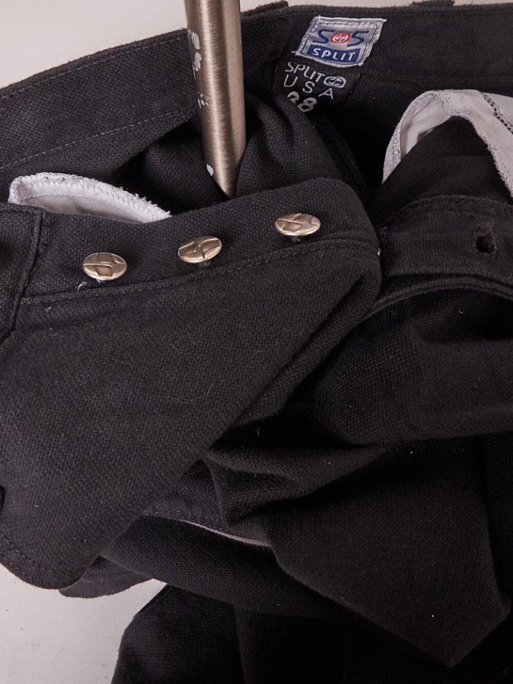 1990s Deadstock Baggy Black Stripe Leg Split Skateboarding Pants